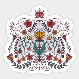 Folk Art Bird and Flowers Sticker